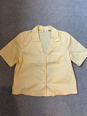 Only Pale Yellow Short Sleeve Camp Shirt cotton size XS